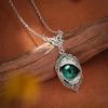 Butterfly Accessories and Green Snake Eye Pattern Oval Pendant Necklace Jewelry