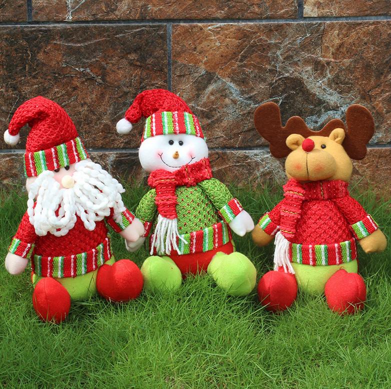 Christmas Plush Decorations With Snowman Santa Reindeer For Home Holiday Decor