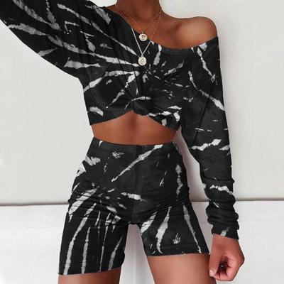 Women's Summer Casual Pants Long Sleeve Round Neck Top Suit