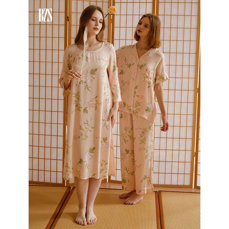 Cotton Silk Chinese Ancient Style Xia Yangqi Pajamas Skirts Tribute Satin Chinese Style Youthful-Looking Dress Chinese Style Midi Nightdress Female