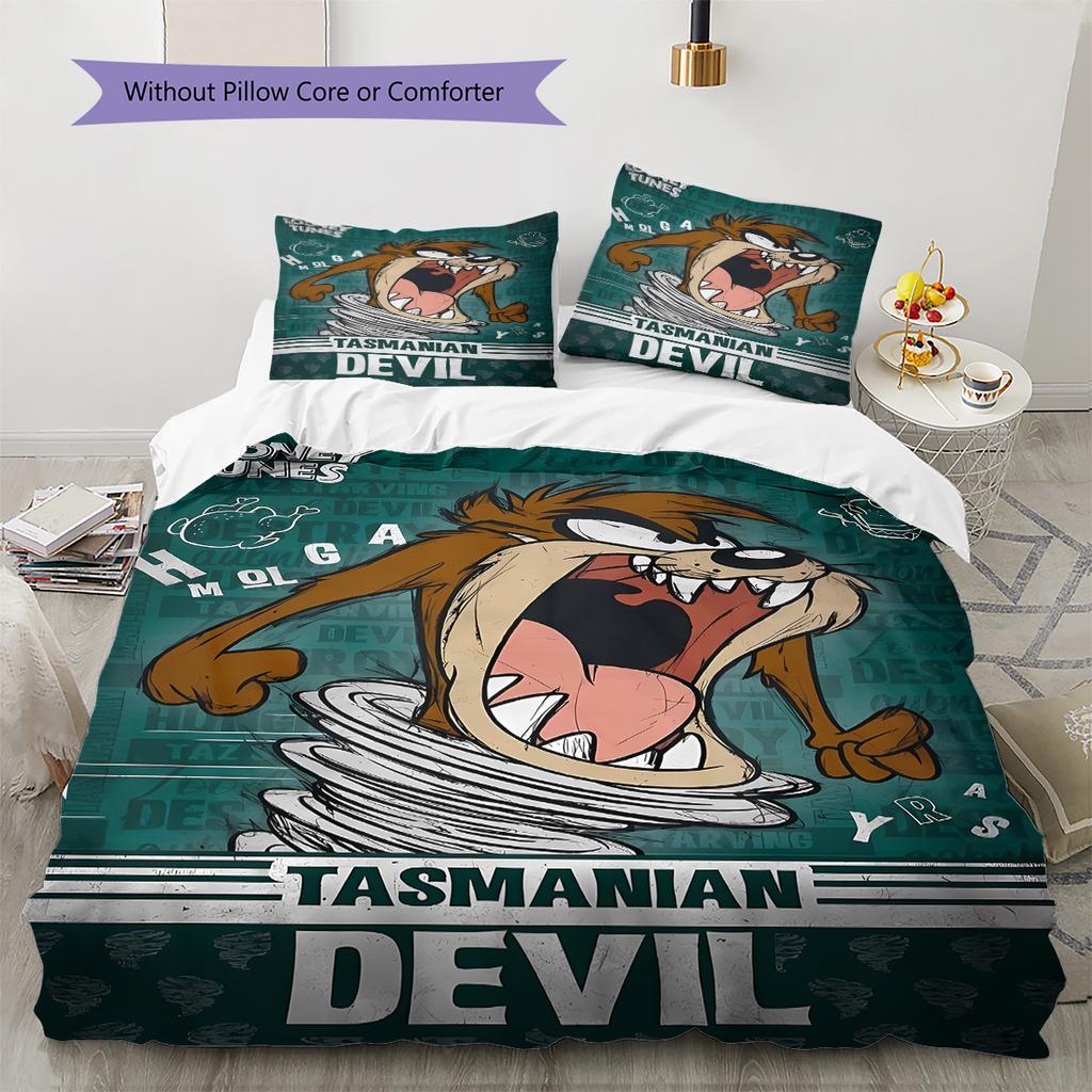 Tazmanian Devil Pattern Bedding,Quilt Set Quilt Cover Pillowcase Home Birthday Gift (1 * duvet cover + 2 * pillowcase, without core)