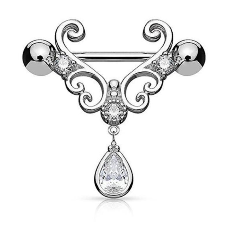 Sexy Nipple Ring Rhinestone Dangle Chain Body Piercing Barbell Jewelry