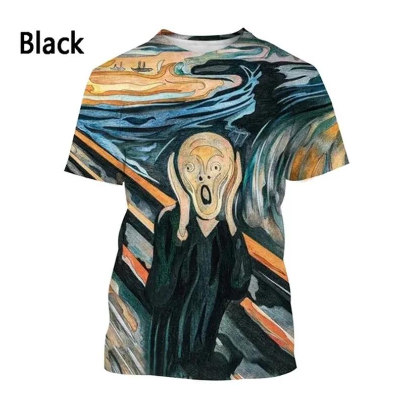 Summer Round Neck 3D Print Art Oil Painting Graphic T-shirts Fashionable Casual Short Sleeved Men's T-shirts