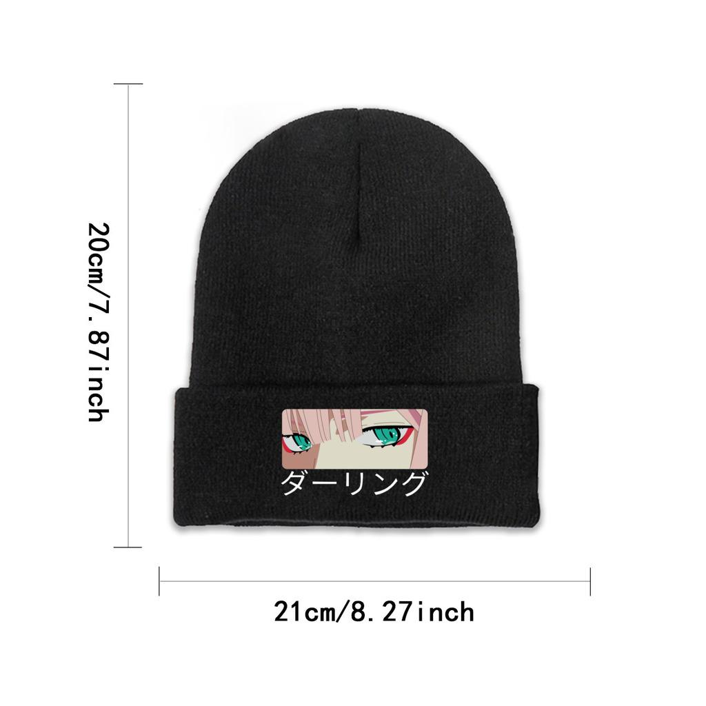 Darling In The Franxx Zero Two Knitted Hat Women's Unisex's Beanies Winter Hat  Crochet Caps