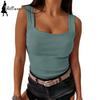 Moda damska Letnia kamizelka U-Neck bez rękawów Jednokolorowa kamizelka Letnia Casual Slim Sport Concise Top