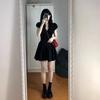 Women's Summer 2026 V-Neck Black Dress: French Style, Slimming, Sexy, Petite, Short Skirt