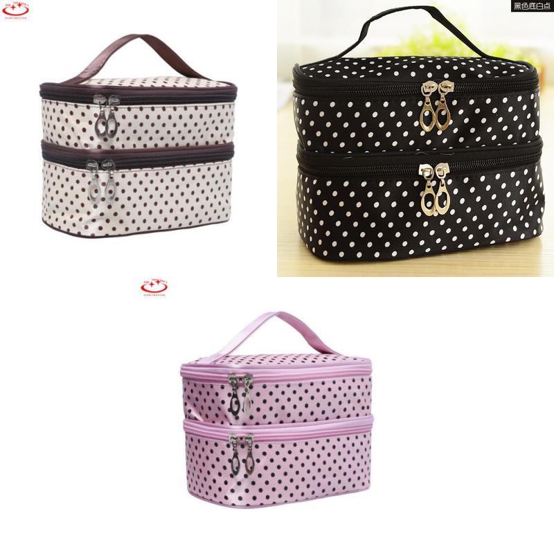 Borsa per Trucco Organizzatore Portatile da Viaggio con Doppia Cerniera per Uso Quotidiano da Donna