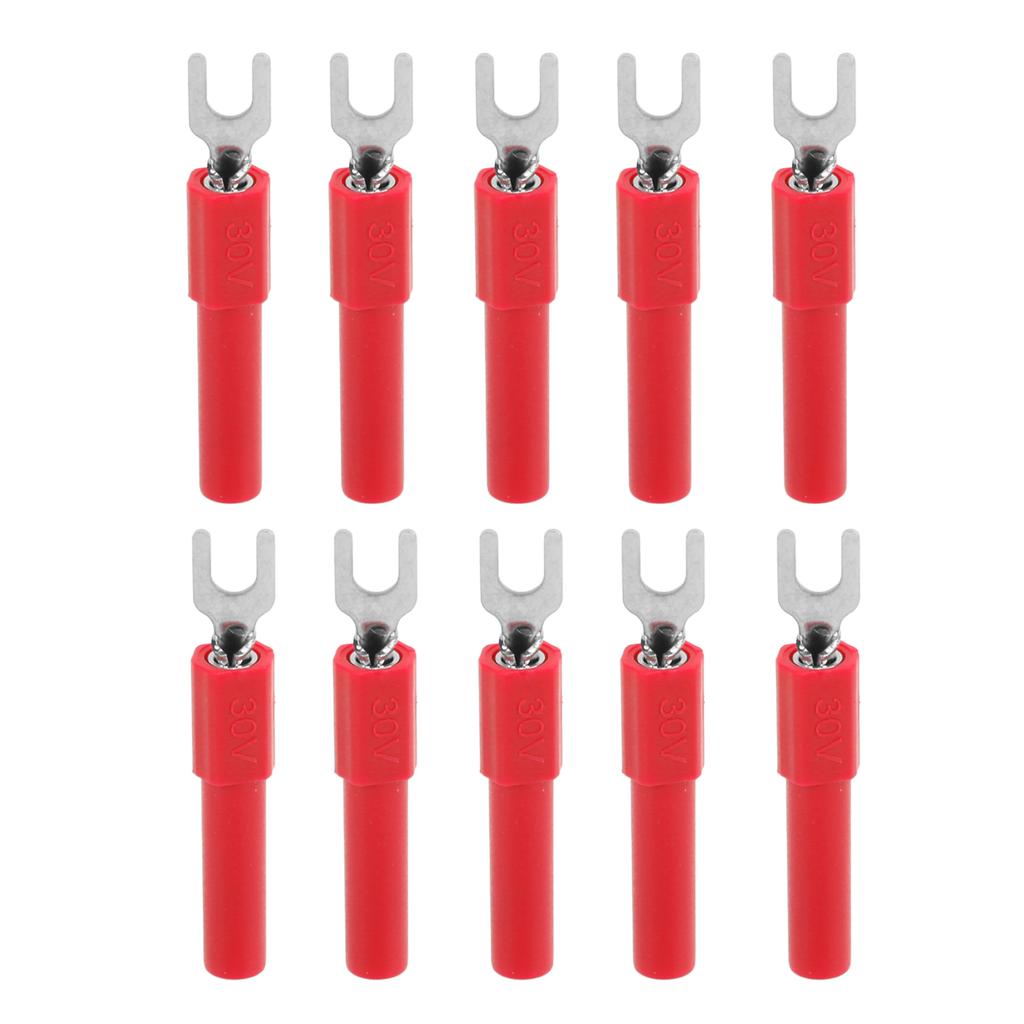 10pcs 4mm Fork Spade Wire Connectors U Type Electrical Crimp Terminal for Testing Multimeter