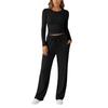 Fashion Casual Set Sport Yoga Autumn Winter Solid Color Crew Neck Long Sleeve For Women