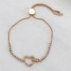 Rose Gold Slider Pull-out Hollow Heart Bracelet with Full Diamond Arrangement, Sweet and Romantic Light Luxury Bracelet