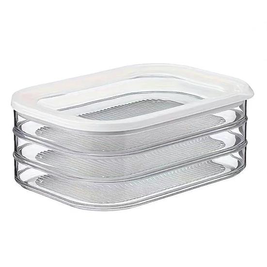 Crisper Box Stackable Design Transparent Food Storage Container with Sealed Lid Fruits Vegetables Meat Snacks Fridge Organization