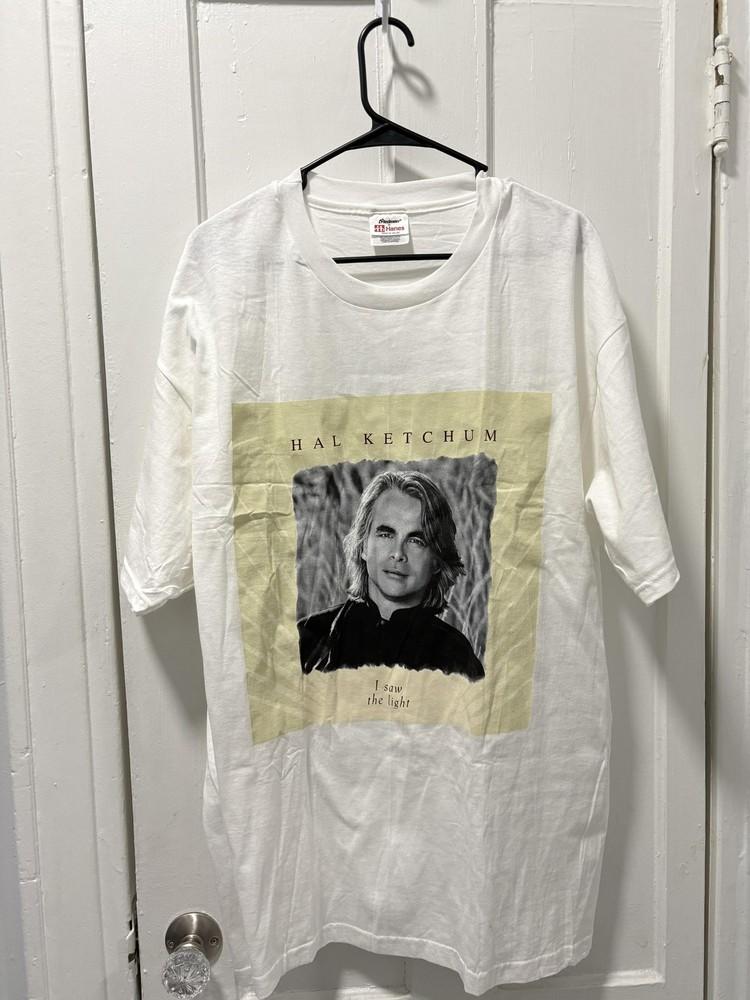 

Vintage Hal Ketchum Shirt Mens XL White I Saw The Light 1998 Tour Tee Hanes 90s Unisex T-Shirt S