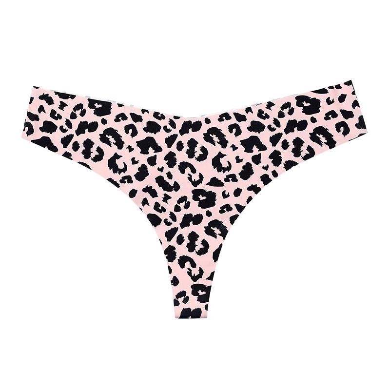 European and American printing seamless one-piece large-size ice silk thong low-rise sexy underwear women