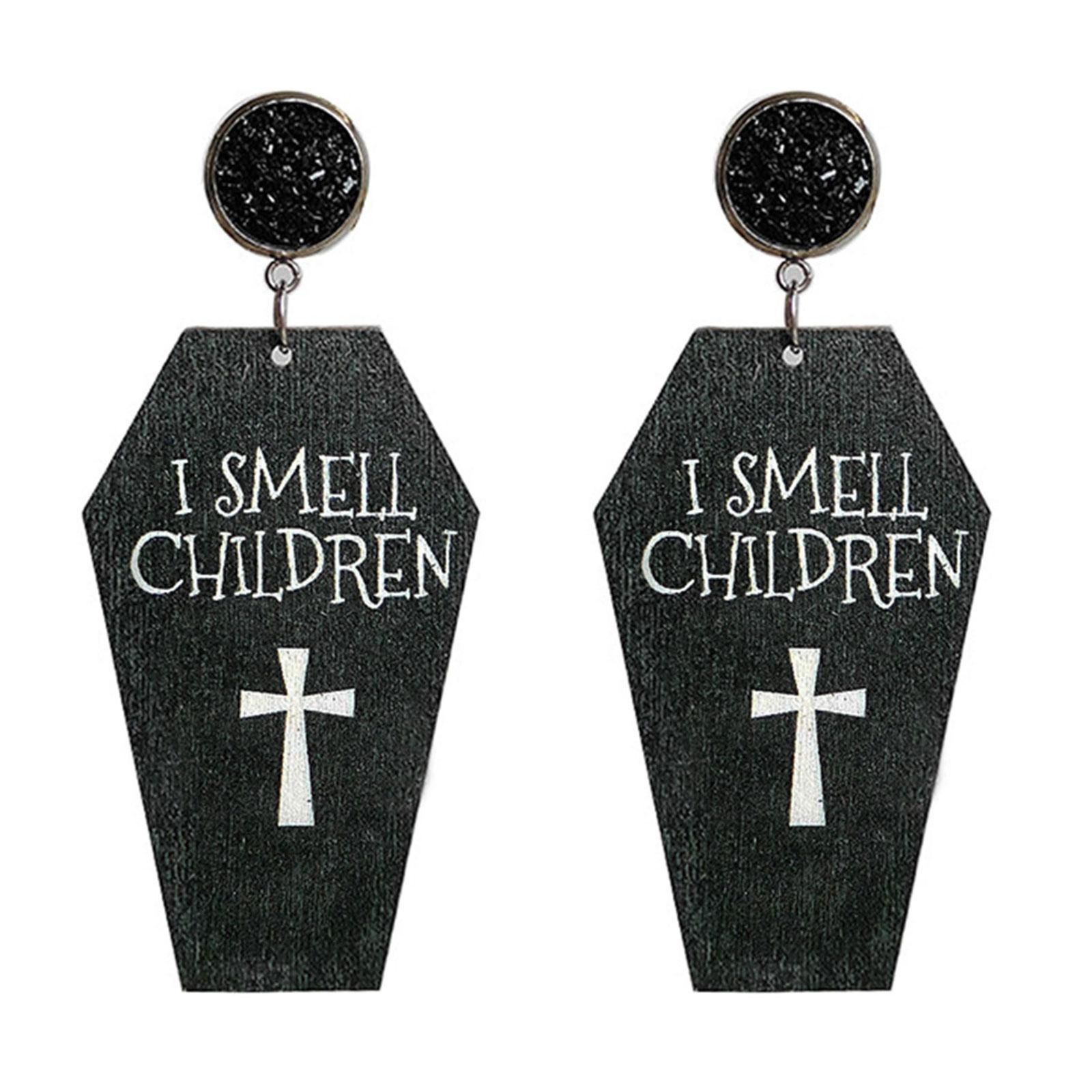 Wooden Grave Horror Stud Earrings Dainty Halloween Wood Earrings for Women 1