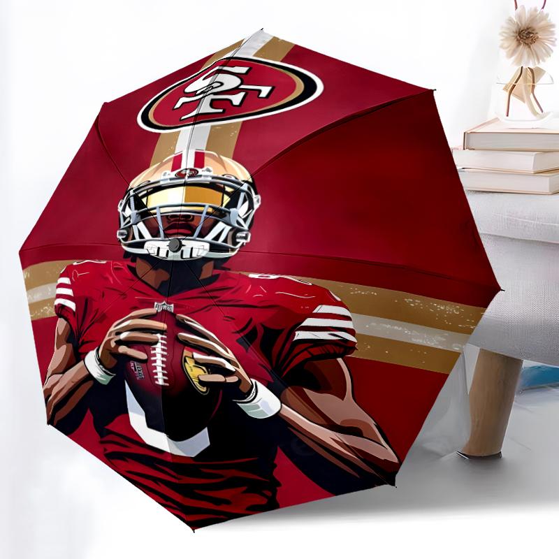 Printed San Francisco 49ers LOGO Folding Umbrella,Outdoor,Leisure,And Travel Umbrella,Durable Umbrella Fabric,Birthday And Holiday Gift