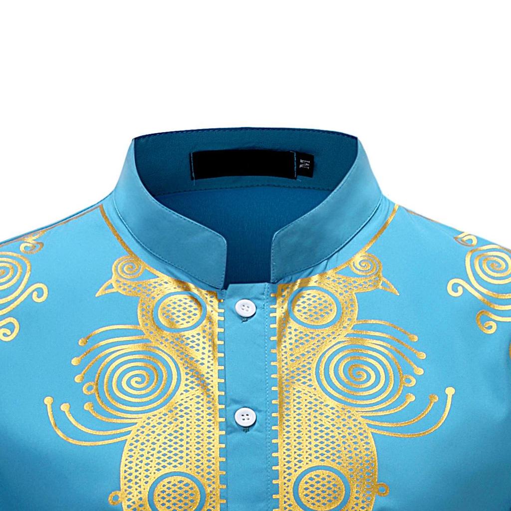 Men's Shirt - Autumn/Winter Casual Stand Collar, Hot Stamping, Medium Long Style (CG9)