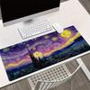 Van Gogh Style Starry Sky Mount Fuji Sakura Desk Mat Xxl NonSlip Rubber Gaming Mousepad Art Landscape Keyboard Pad
