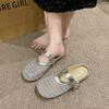 Damen Sommer lässig hohl ein Hocker Baotou Hausschuhe flacher Boden atmungsaktiv faule Halbschuhe