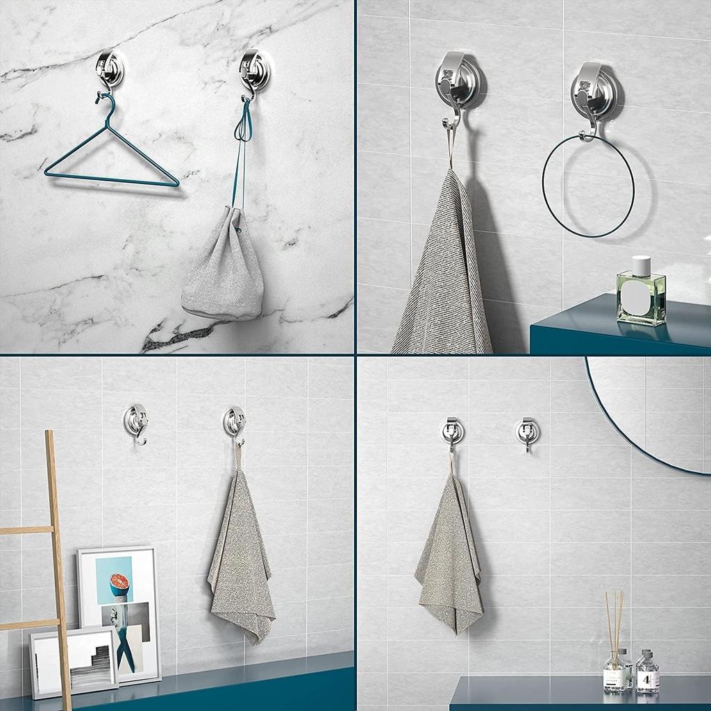 1 confezione Ganci a Ventosa Resistenti, Placcati Argento Lucidati Super Aspirazione per Cucina Bagno