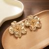 Creative Retro Metal Wind Stud Earrings Personalized Glossy Heavy Industry Flower Earrings Trend Exaggerated Light Luxury Earrings