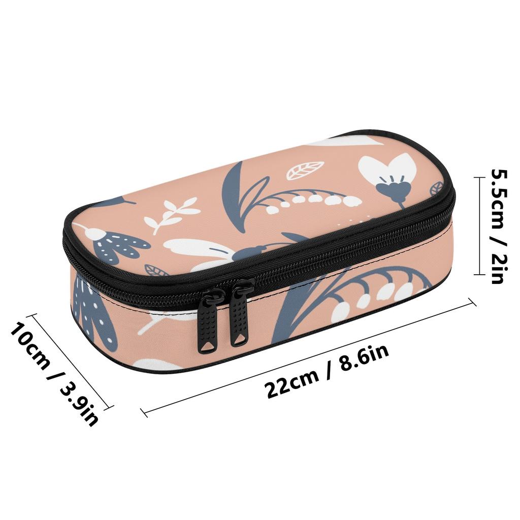 Pen Case Printed 300D Polyester Spacious Storage Smooth Zipper with Main Compartment Mesh Pocket and Pen Slots for Everyday Study