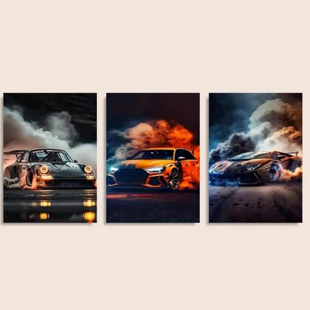 Cross-border Sports Car Sofa Wall Mural: Oil Canvas with Pine Wood Frame for Living Room or Bedroom