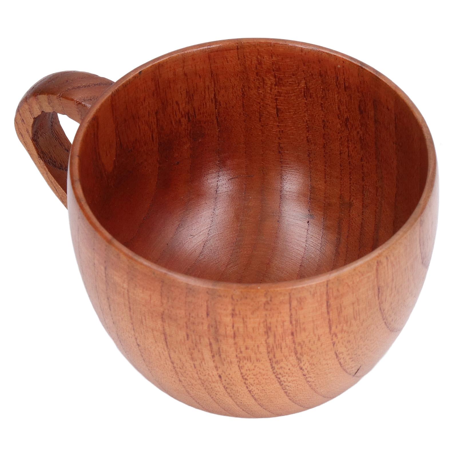 

200ml Big Belly Wood Water Cup Simple Tea Wine Coffee Mug Classical Wooden Cup with Handle for Kitchen Study L