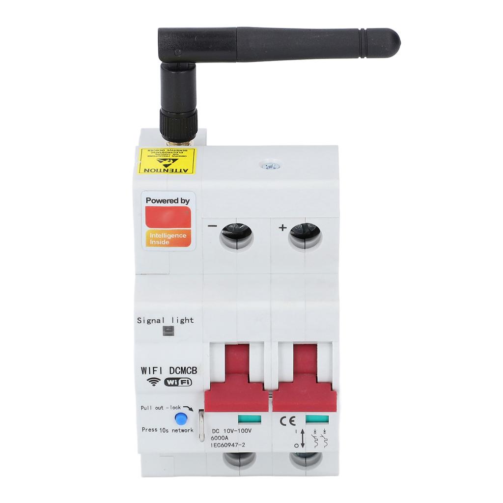 Smart DC Circuit Breaker 2P APP Control Voice Control WiFi Circuit Breaker with Safety Lock DC10‑100V 80A