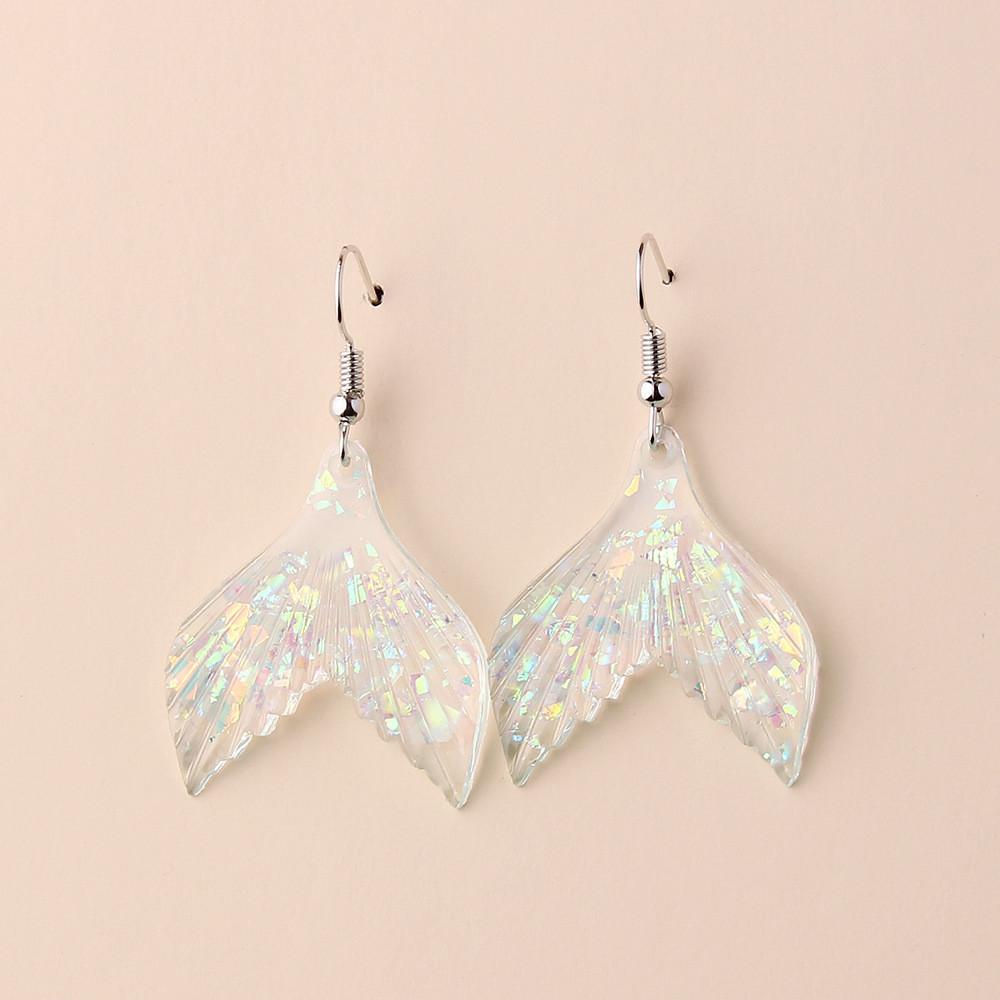 Trendy Fish Tail Dangle Earrings With Design In Blue Acrylic For Summer Beach Wear Women