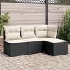 Vidaxl 4-Cz. Set da Salotto per Giardino, Cuscini, Rattan Nero PE