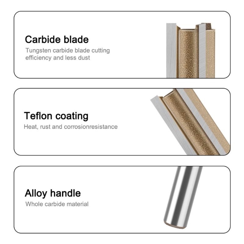 1/4inch Shank Straight Router Bits Woodworking Carving 3 Flute Wood Engraving Milling Cutter Industrial Accessories