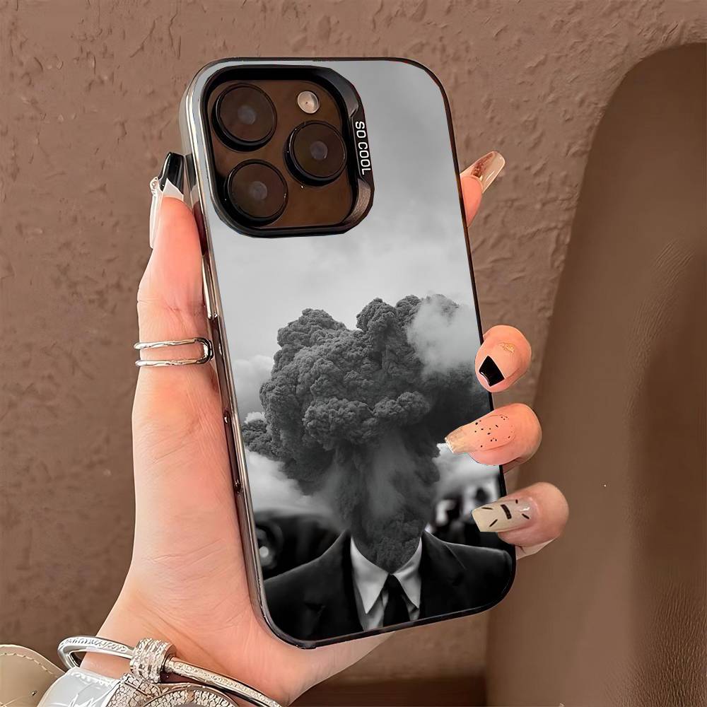 

R-Rene Magritte Art phone case for iPhone 17 17Air 16 15 14 13 12 11 Pro Max Plus Colorful Silver iPhone 12 Pro Max