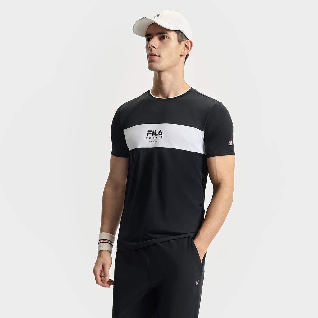 New FILA TENNIS T Shirt Men's Pitch Black A11M523105F-BK