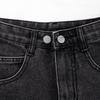 Fashionable Versatile Design Sense of Raw Edge Broken Holes Denim Shorts Female Summer Black and Gray High-waisted Super Short Pants Versatile Pants