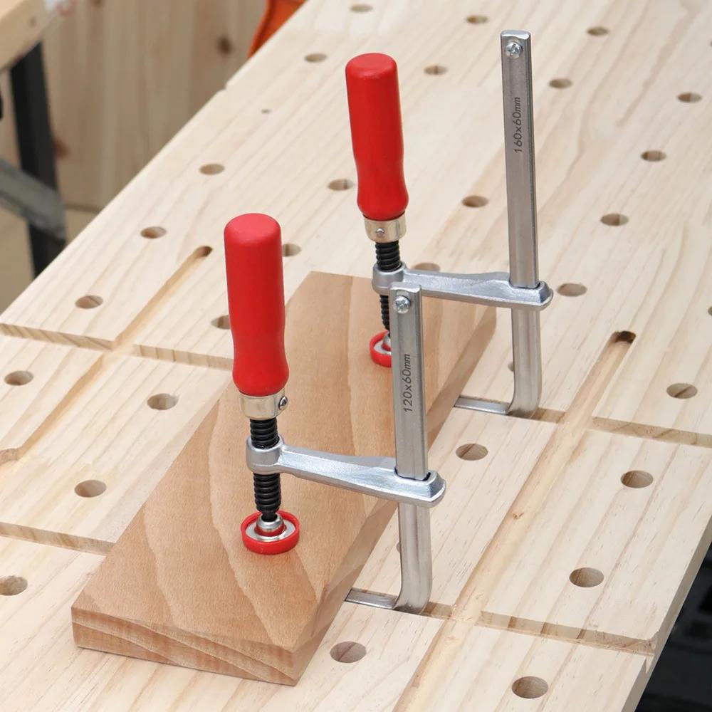 Allsome 120-300mm Wood Handle Guide Rail Clamps with Screw Action Arm  for Woodworking MFT Table and Cutting Track