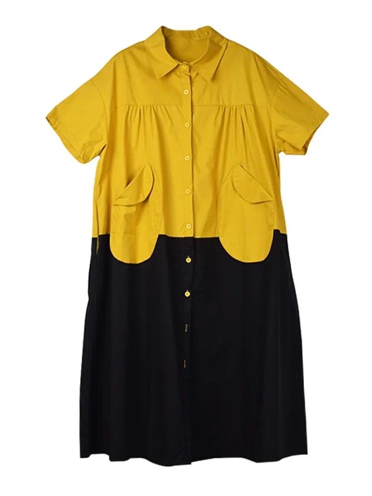 Xitao Contrast Color Patchwork Shirt Dress SMH1628