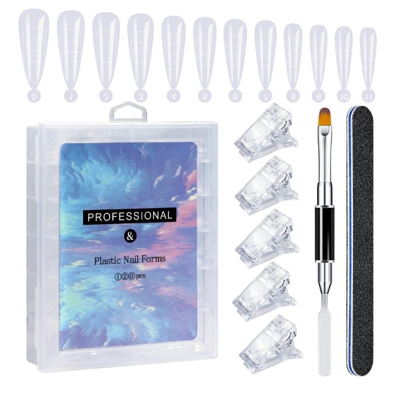 

Gel Nail Kit Nail Painting Brush Nail File and Acrylic Tip Clips Manicure and Pedicure Tools for Salon and Home Use
