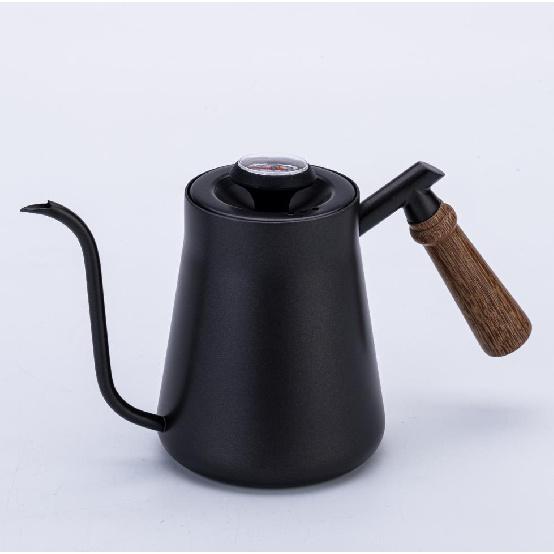 304Stainless Steel Teflon Pour Over Kettle Wooden Handle Pour Over Kettle Household Narrow Mouth Kettle Drip Coffee Pour Over Kettle Without thermometer650ML чёрный