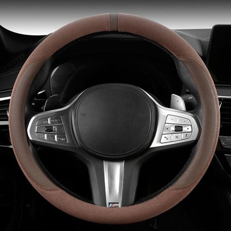 Semišový poťah na všetky ročné obdobia Poťah na volant auta Ultra tenký Protišmykový Tvar D Okrúhly Priedušný Ochranný poťah na volant auta