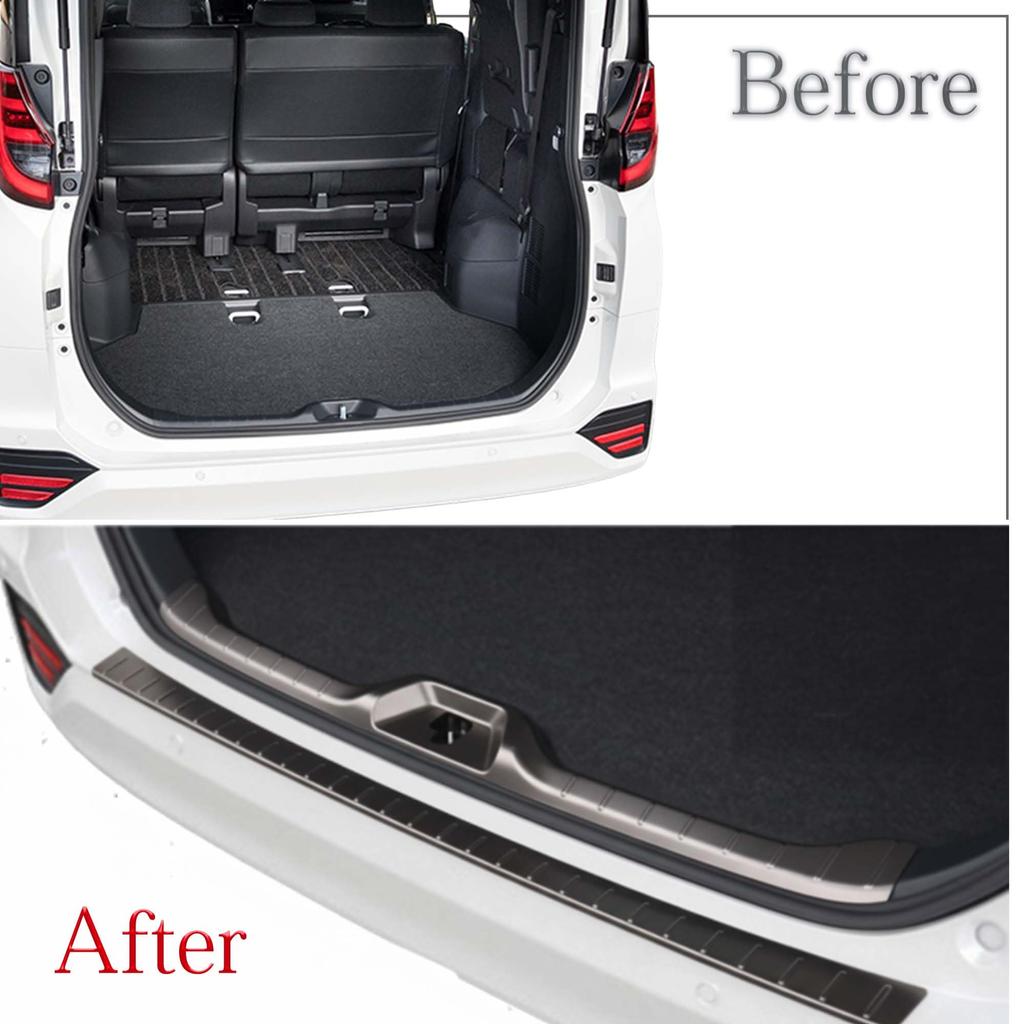 Unimbi 90 Series Luggage Scuff Plate Rear Bumper Step Stainless Compatible from January 2022 Voxy/Noah & Guard, Steel, 2-Piece Set, (Silver)