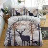 Forest Deer Duvet Cover&Pillowcases,Woodland Animal Print Bedding Set,Cozy Nature Bedroom Decor&Serene Gift for Nature Lovers