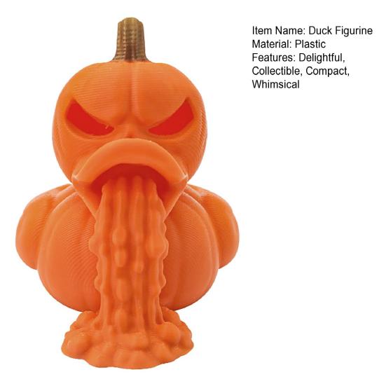 3D Printed Pumpkin Duck Figurine Spooky Collectible Duck Vomiting Statue Halloween Party Decoration for Living Room Office Desk Decor