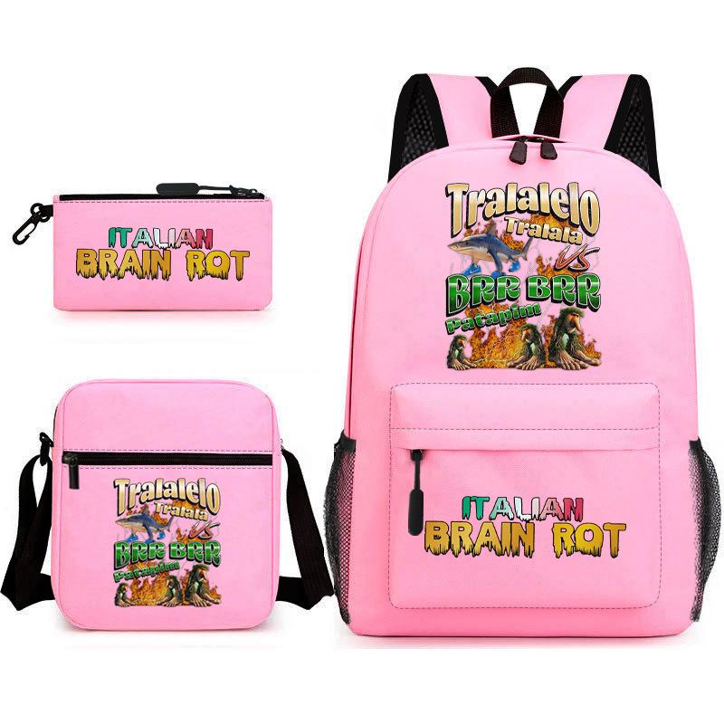 Abstract Foreign Shanhaijing Schoolbag Tongtongsahur Cartoon Primary School Student Backpack Three-piece Set D