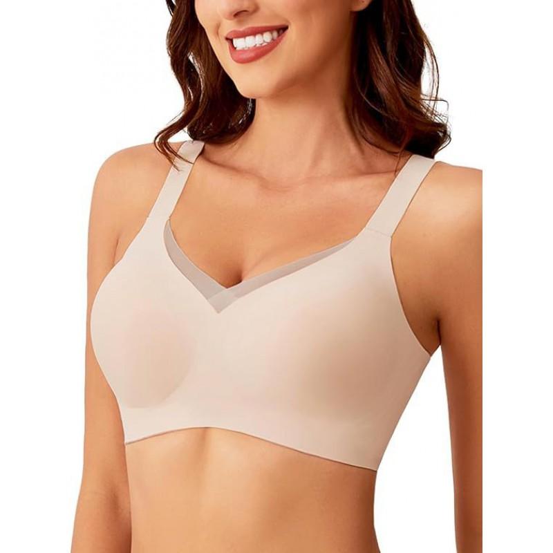 Wirefree Bra Women Comfortable Seamless Full Coverage 3/4 Cup With Adjustable Straps Size S-XXXL