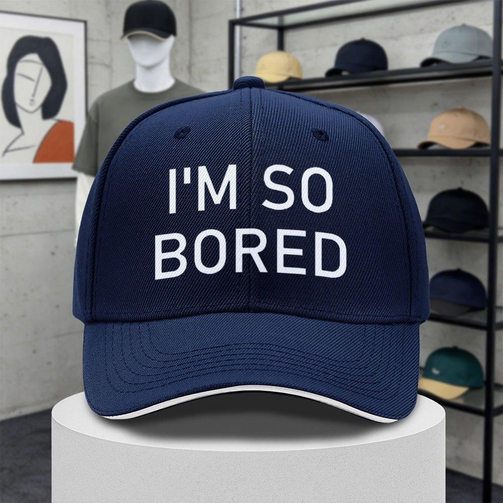 IM SO BORED Letter Print Baseball Cap Adjustable Duckbill Hat for Unisex Women Lightweight Sports Fishing Party Gift
