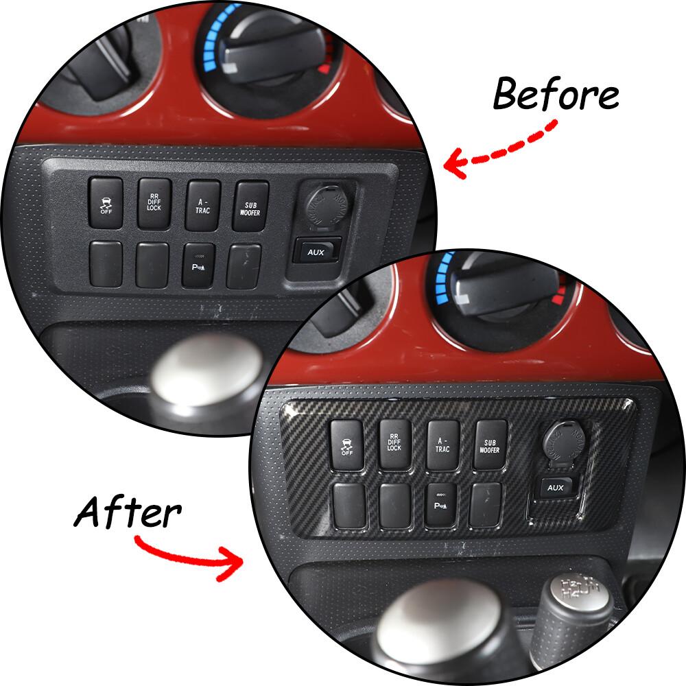 For Toyota FJ Cruiser 2007-14 Carbon Fiber ABS Central Console Button Cover Trim