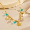 316L Stainless Steel Blue Crystal Shell Conch Pearl Pendant Necklace Women Fresh Ocean Style Neck Chain Jewelry Gifts