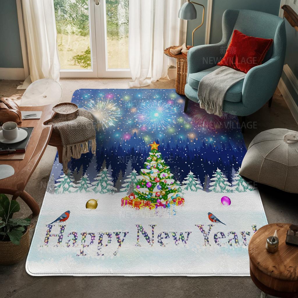 House Entrance Carpet Home Door Mat Living Room Bath Foot Bathroom Non-slip Water Absorption Rugs Bath Merry Christmas Winter