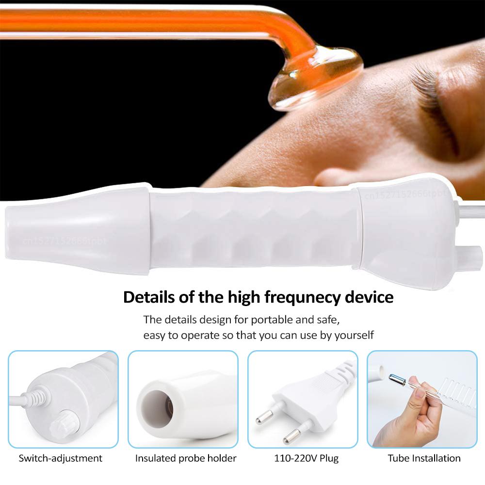 4-in-1 Portable Handheld Electric Neon Wand for Face Skin Beauty High Frequency Facial Tool for Acne Treatment