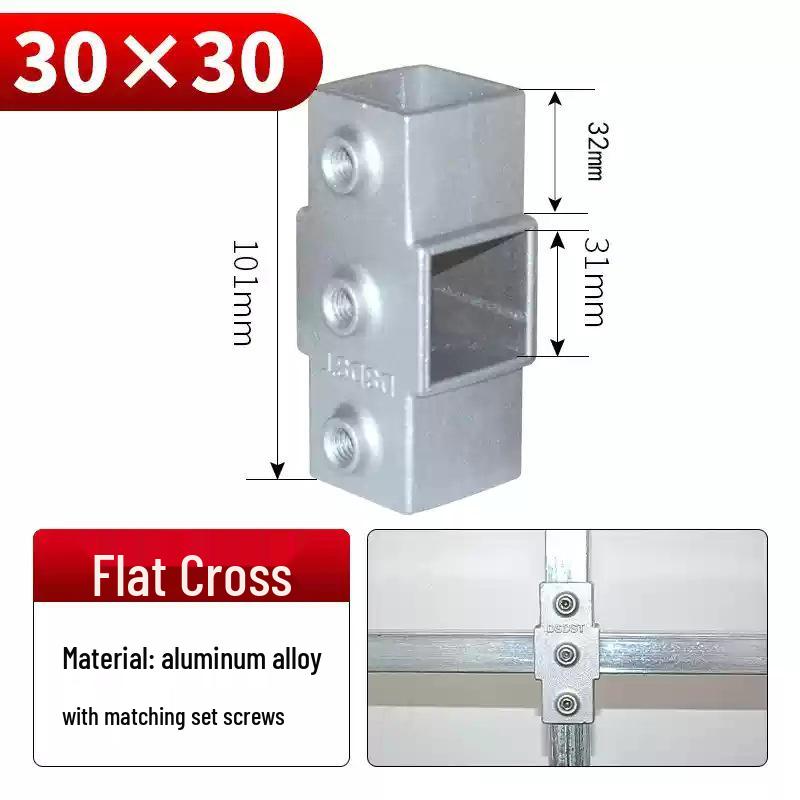 Galvanized Aluminum Alloy Square Tube Connector Fastener Joint, 20/25/30mm